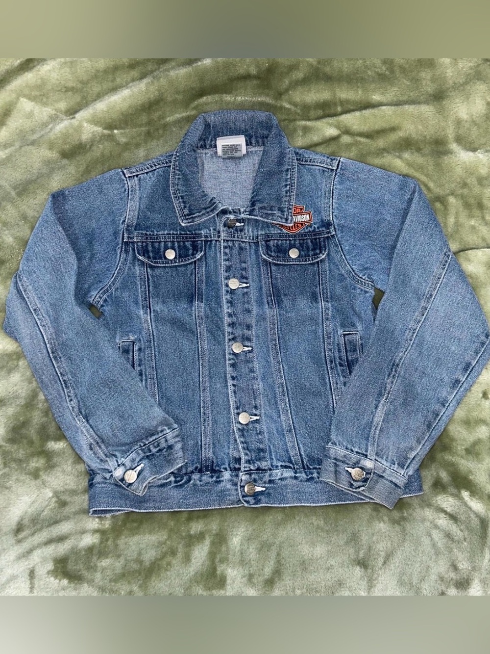 Vintage Kid's Harley Davidson Denim Jacket Size 12/14